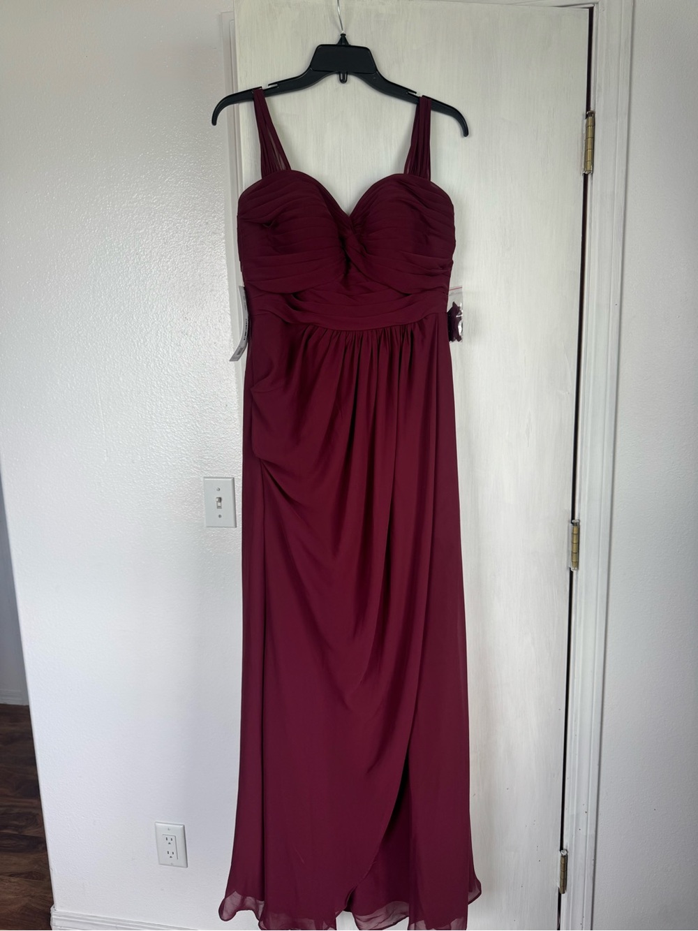 Azazie Burgundy Chiffon Maxi Dress with Sweetheart Neckline